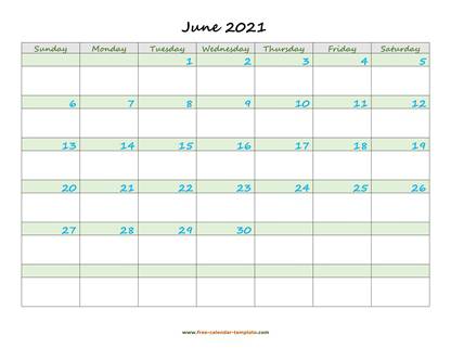 june 2021 calendar daycolored horizontal