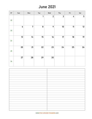 june 2021 calendar notes vertical
