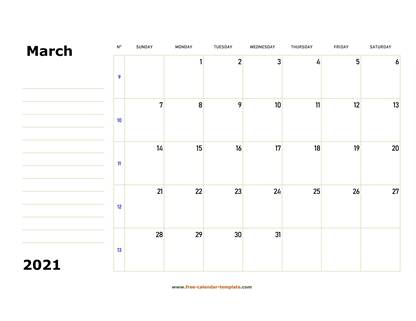 march 2021 calendar boxnotes horizontal