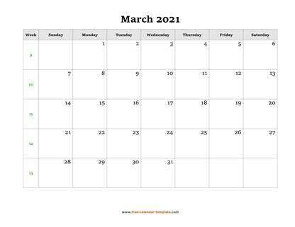 march 2021 calendar holidays horizontal