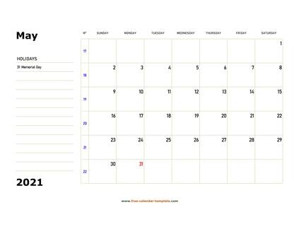 may 2021 calendar boxnotes horizontal