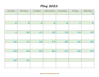 may 2021 calendar daycolored horizontal