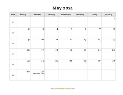 may 2021 calendar holidays horizontal