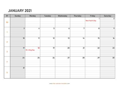 monthly 2021 calendar daygrid horizontal