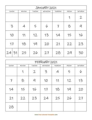 31+ Free Printable Bi Monthly Calendar 2021 PNG