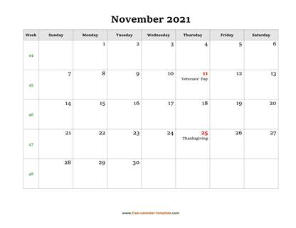 november 2021 calendar holidays horizontal