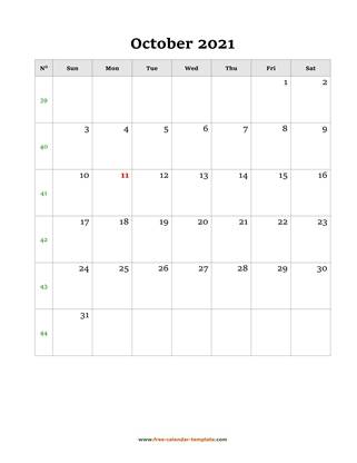 october 2021 calendar holidays vertical