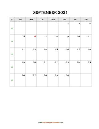 september 2021 calendar simple vertical