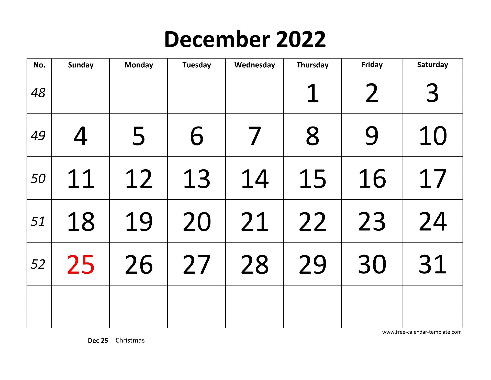 November December 2022 Calendar