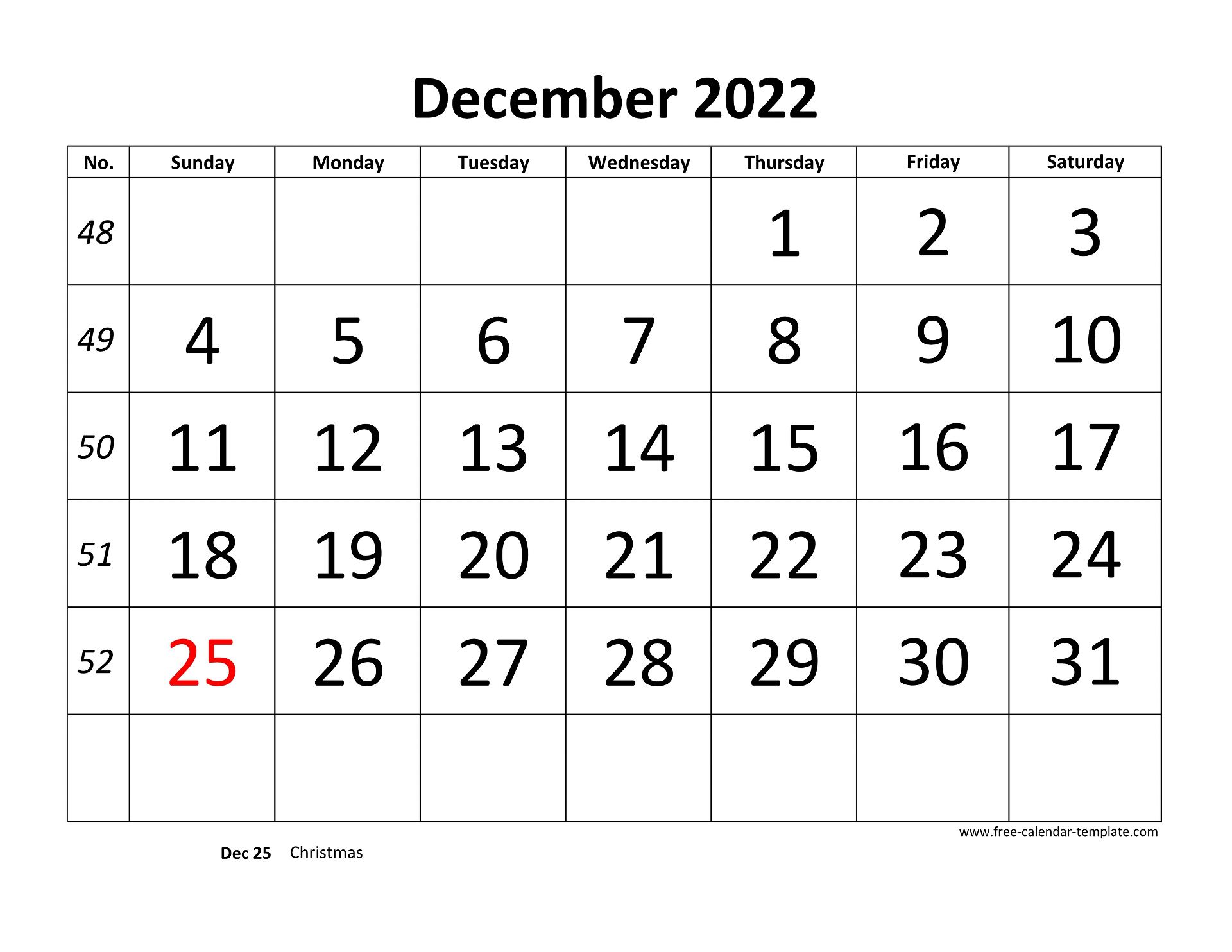 December 2022 Free Calendar Tempplate Free calendar template