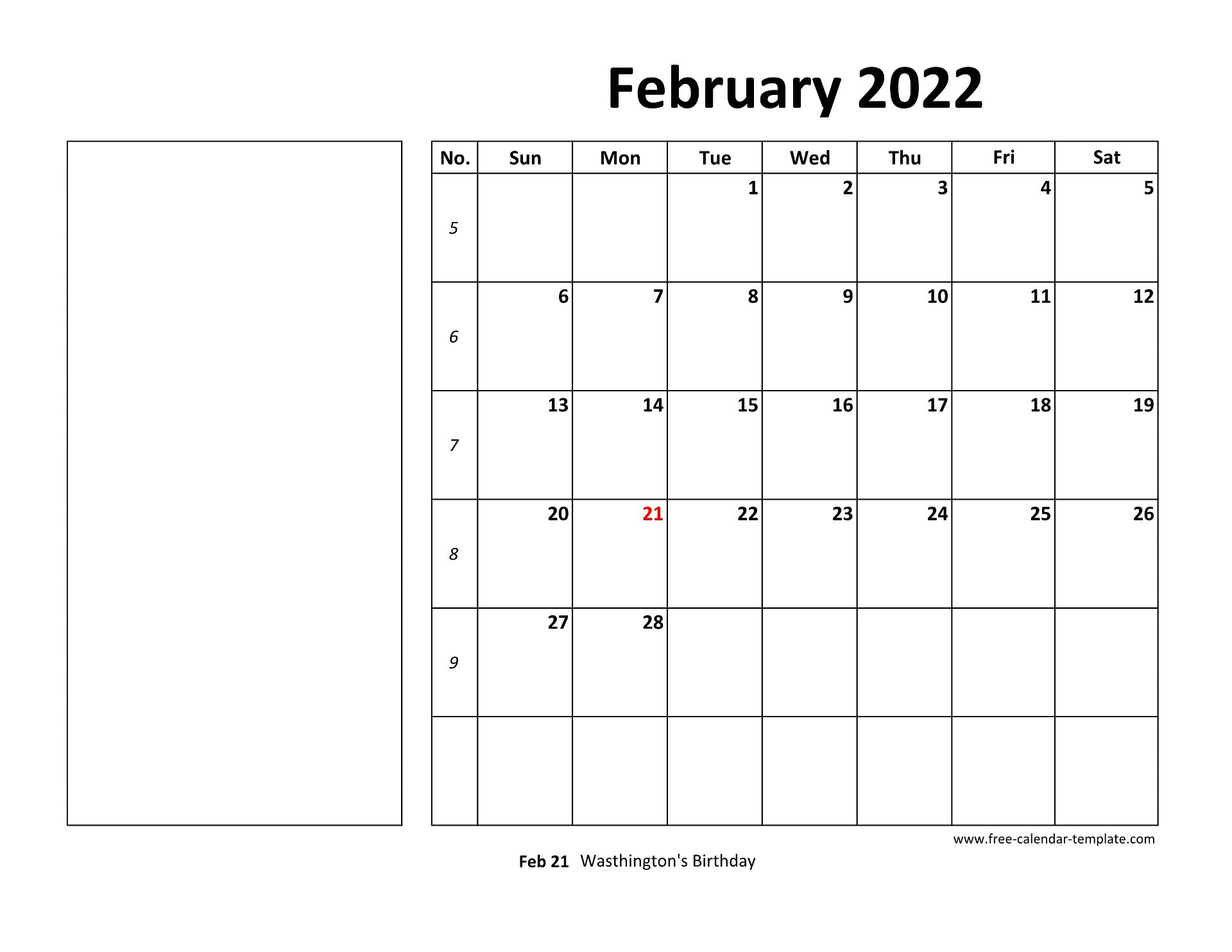 February 2022 Calendar Free Printable Calendar Com February 2022