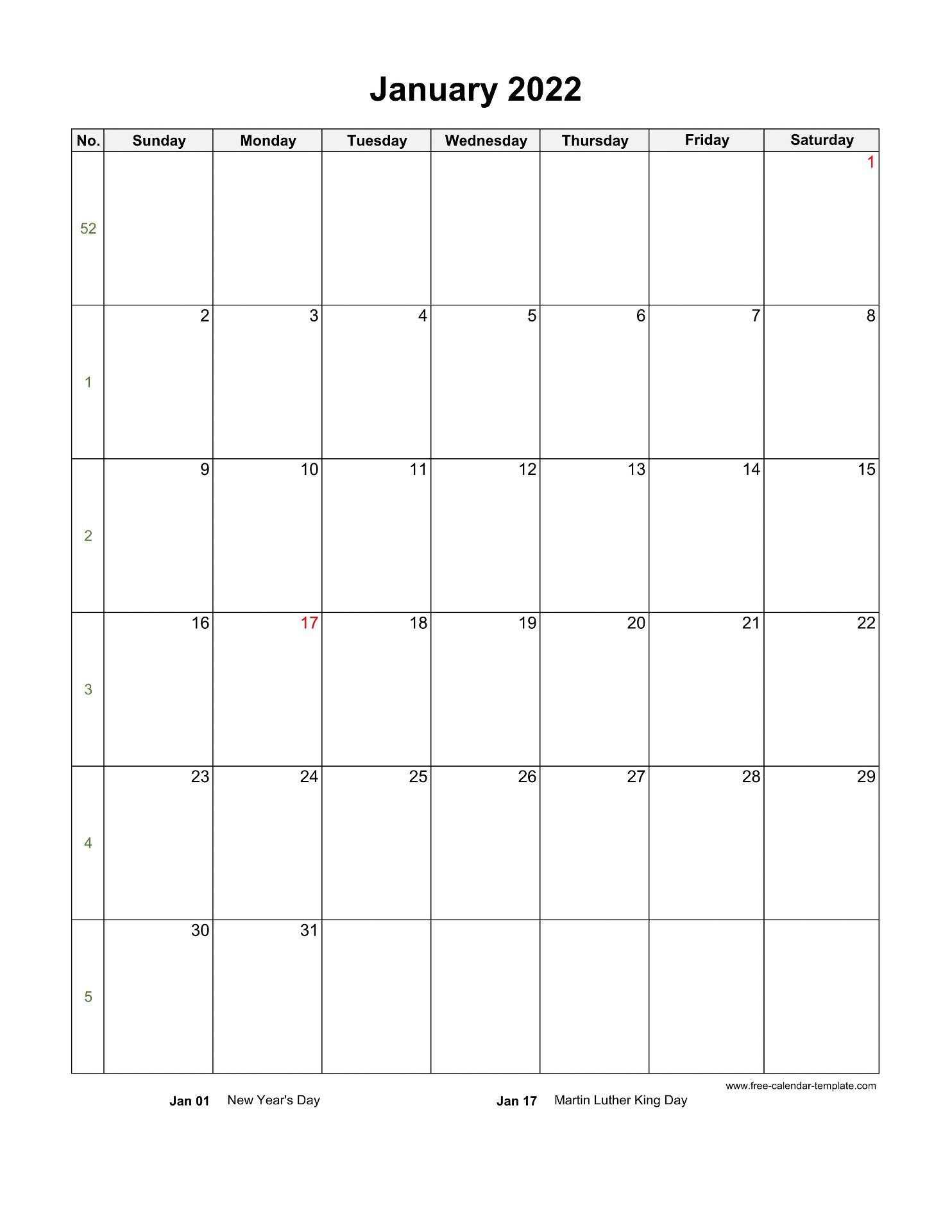 Free Printable 2022 Monthly Calendar With Holidays Vertical Printable