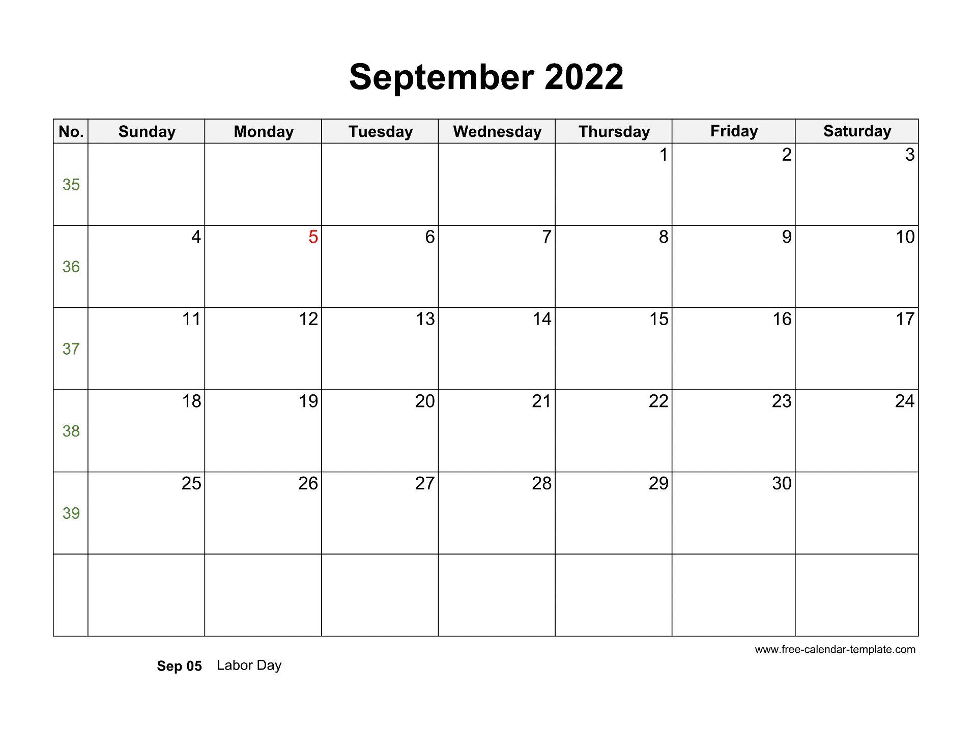 Sept 2022 Printable Calendar No Download - April Calendar Printable 2022