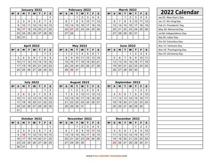 22 Yearly Calendar Printable With Week Numbers Free Calendar Template Com