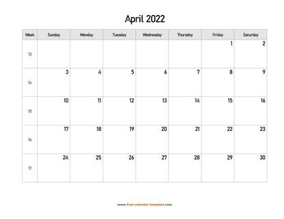 april 2022 calendar holidays horizontal