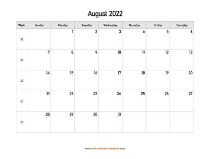 august 2022 calendar holidays horizontal