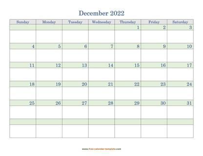 December 2022 Free Calendar Tempplate | Free-calendar-template.com