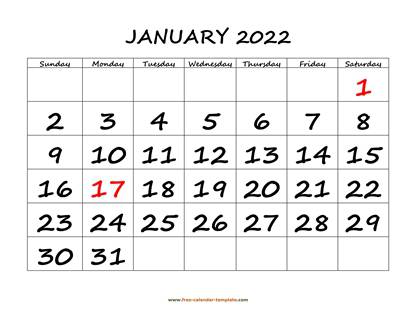 Printable Calendar January 2022 Images