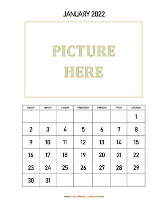 january 2022 calendar picture vertical