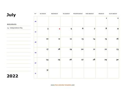july 2022 calendar boxnotes horizontal