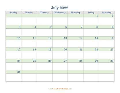 july 2022 calendar daycolored horizontal