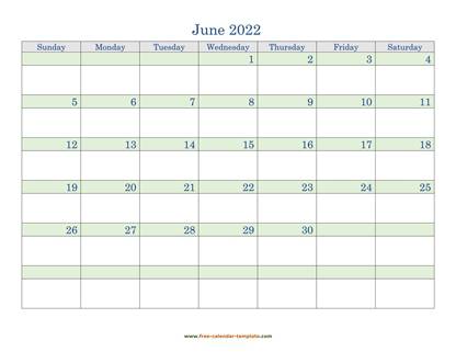 june 2022 calendar daycolored horizontal
