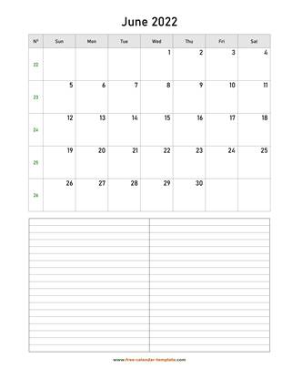 printable june 2022 calendar with space for appointments vertical