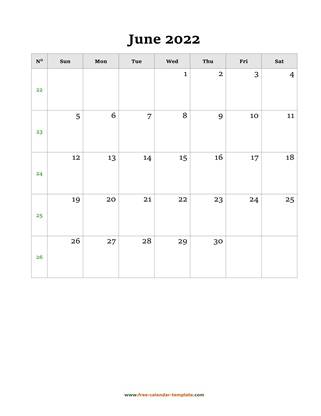 june 2022 calendar simple vertical