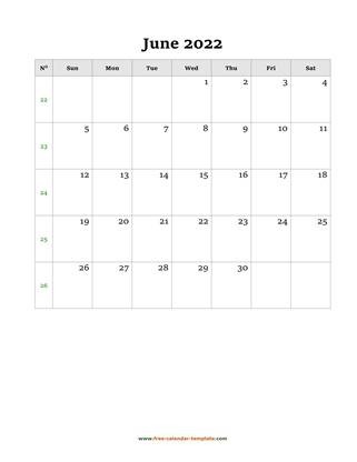 june 2022 calendar simple vertical