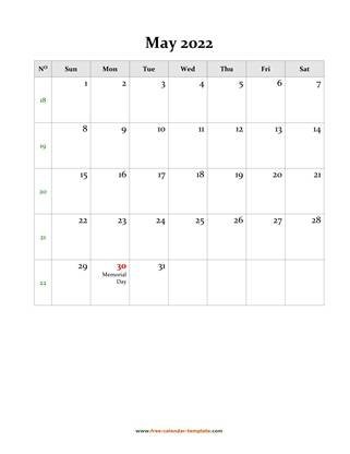may 2022 calendar holidays vertical