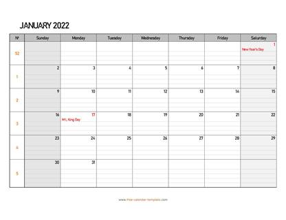 monthly 2022 calendar daygrid horizontal