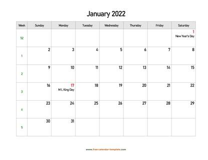 printable monthly calendar 2022 free calendar templatecom