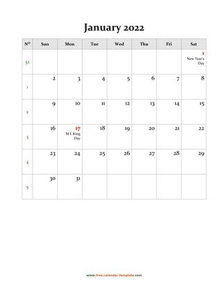 monthly 2022 calendar holidays vertical