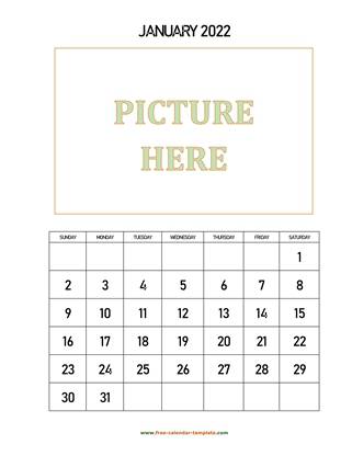 monthly 2022 calendar picture vertical