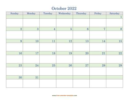 october 2022 calendar daycolored horizontal