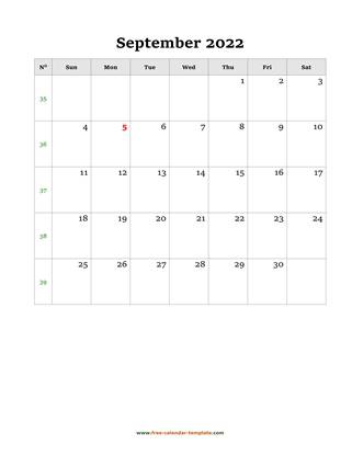 september 2022 calendar simple vertical