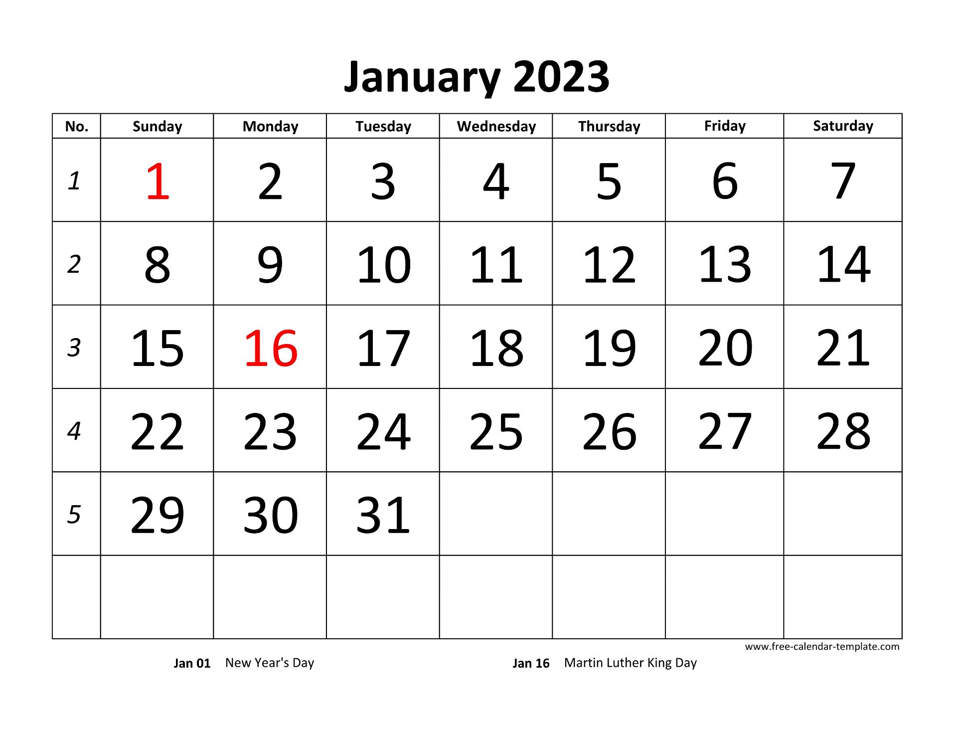 printable monthly calendar 2023 free calendar template com