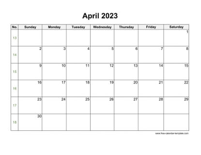 april 2023 calendar holidays horizontal