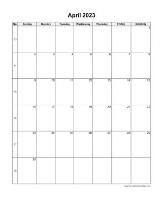 april 2023 calendar holidays vertical