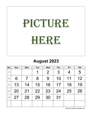 august 2023 calendar picture vertical