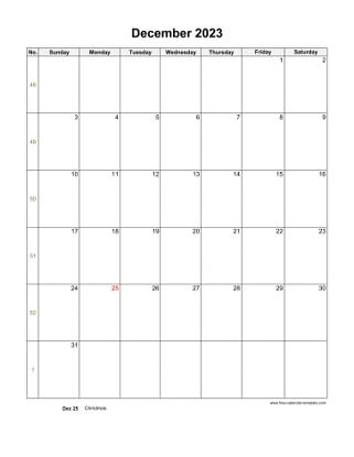 december 2023 calendar holidays vertical