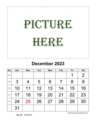 december 2023 calendar picture vertical