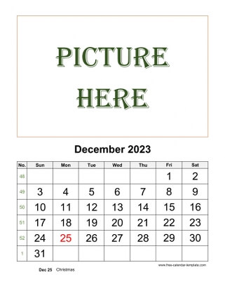 december 2023 calendar picture vertical