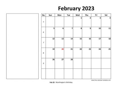 february 2023 calendar boxnotes horizontal