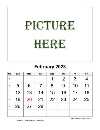 february 2023 calendar picture vertical