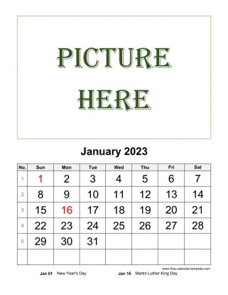 january 2023 calendar picture vertical