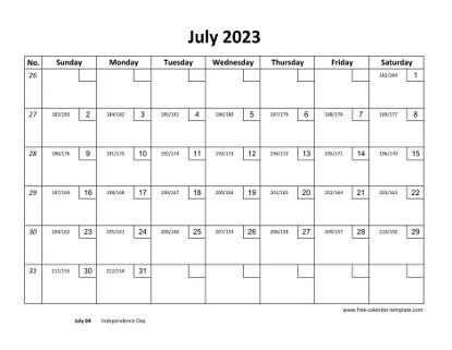 july 2023 calendar checkboxes horizontal