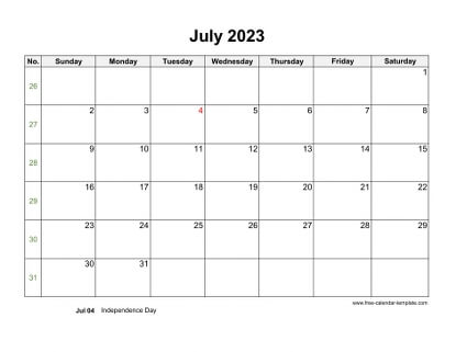 july 2023 calendar holidays horizontal