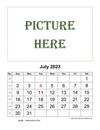 july 2023 calendar picture vertical