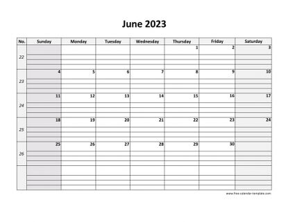 june 2023 calendar daygrid horizontal